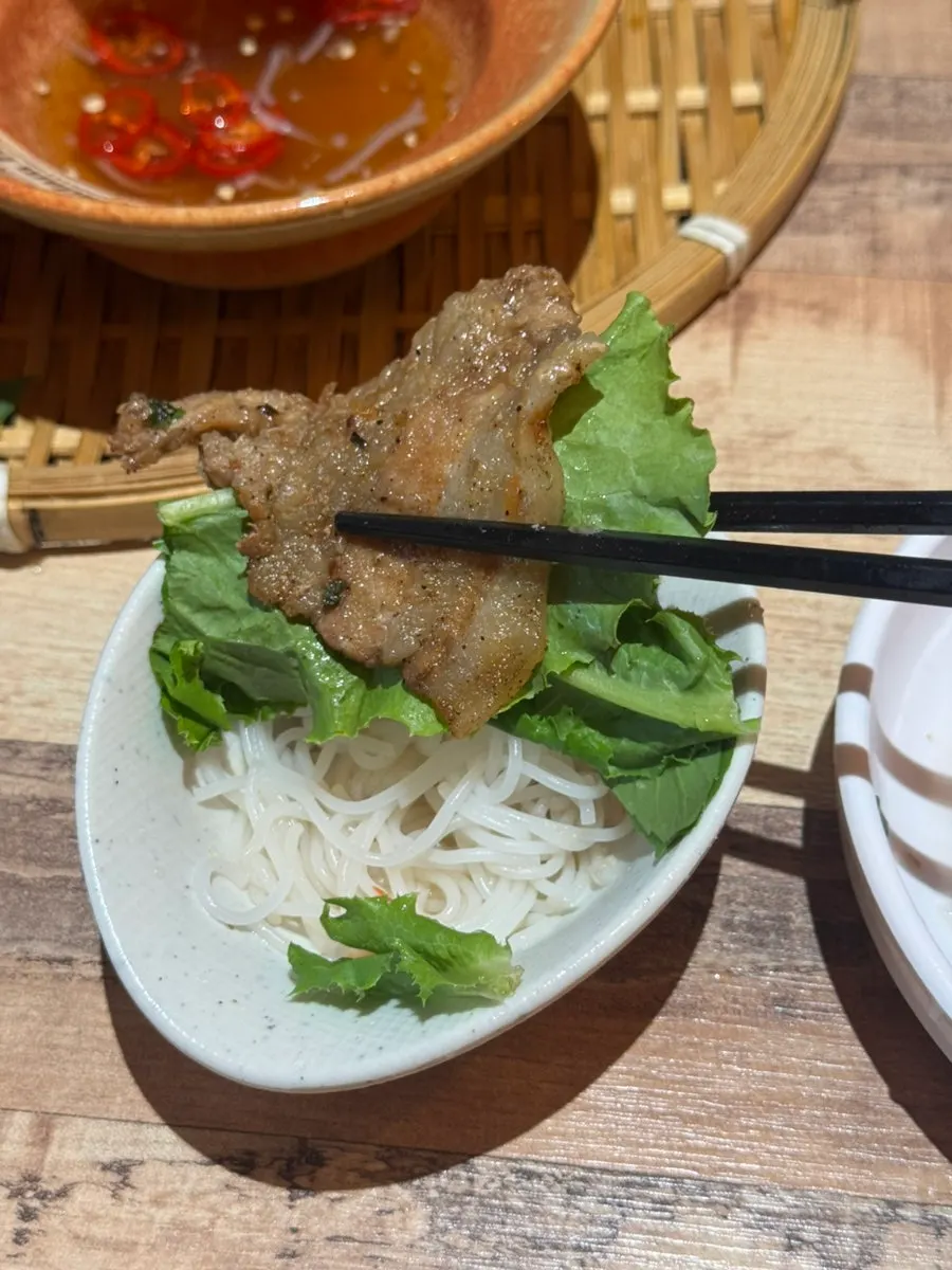 Lettuce and herbs served with bun cha