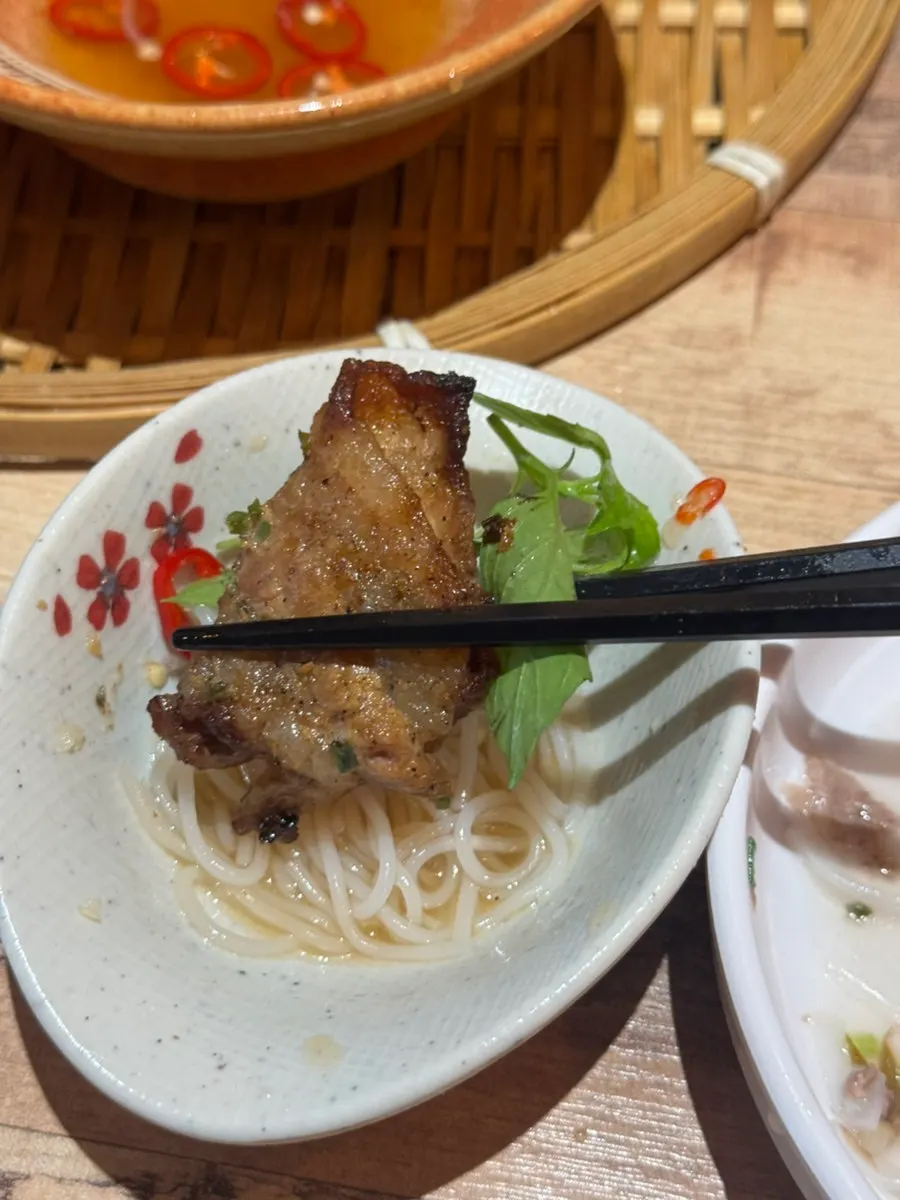 Meat and noodles in nuoc mam sauce