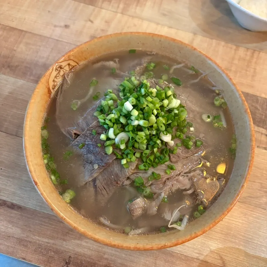 A bowl of Madam Hao's beef brisket pho