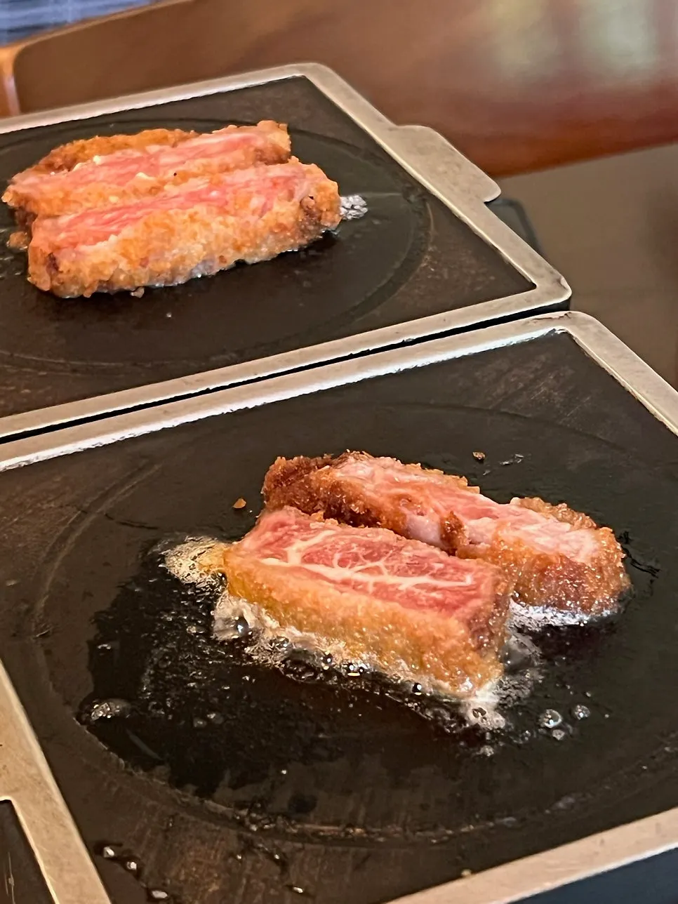 Gyukatsu meal with two beef cuts