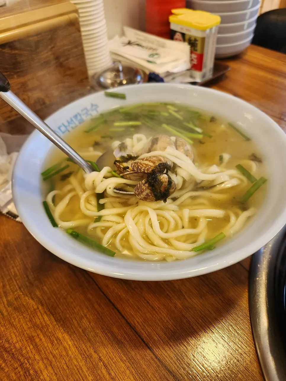 Daseon Kalguksu with a savory clam-based broth