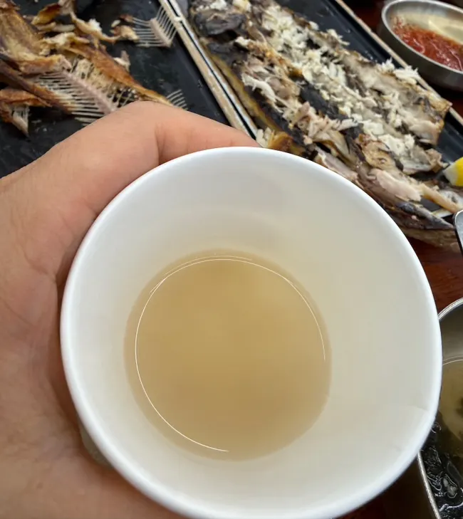Sikhye served at the end of the meal