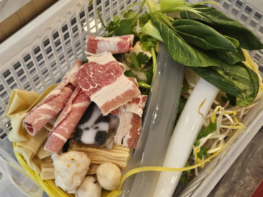 Basket of ingredients before being weighed