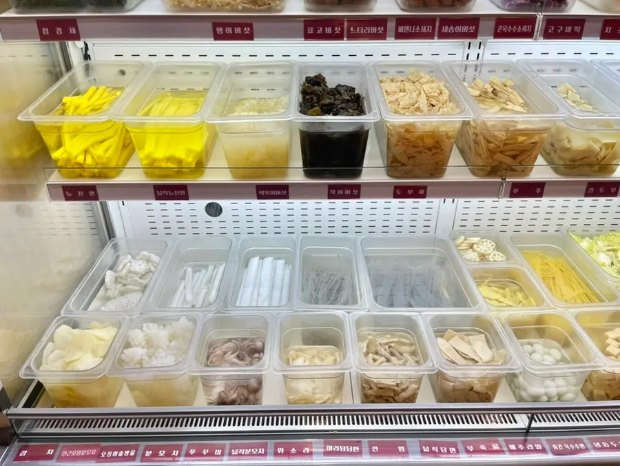 Mung bean sprouts, napa cabbage, and Chinese glass noodle ingredients