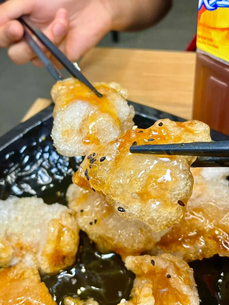 Mini guobaorou coated in sauce