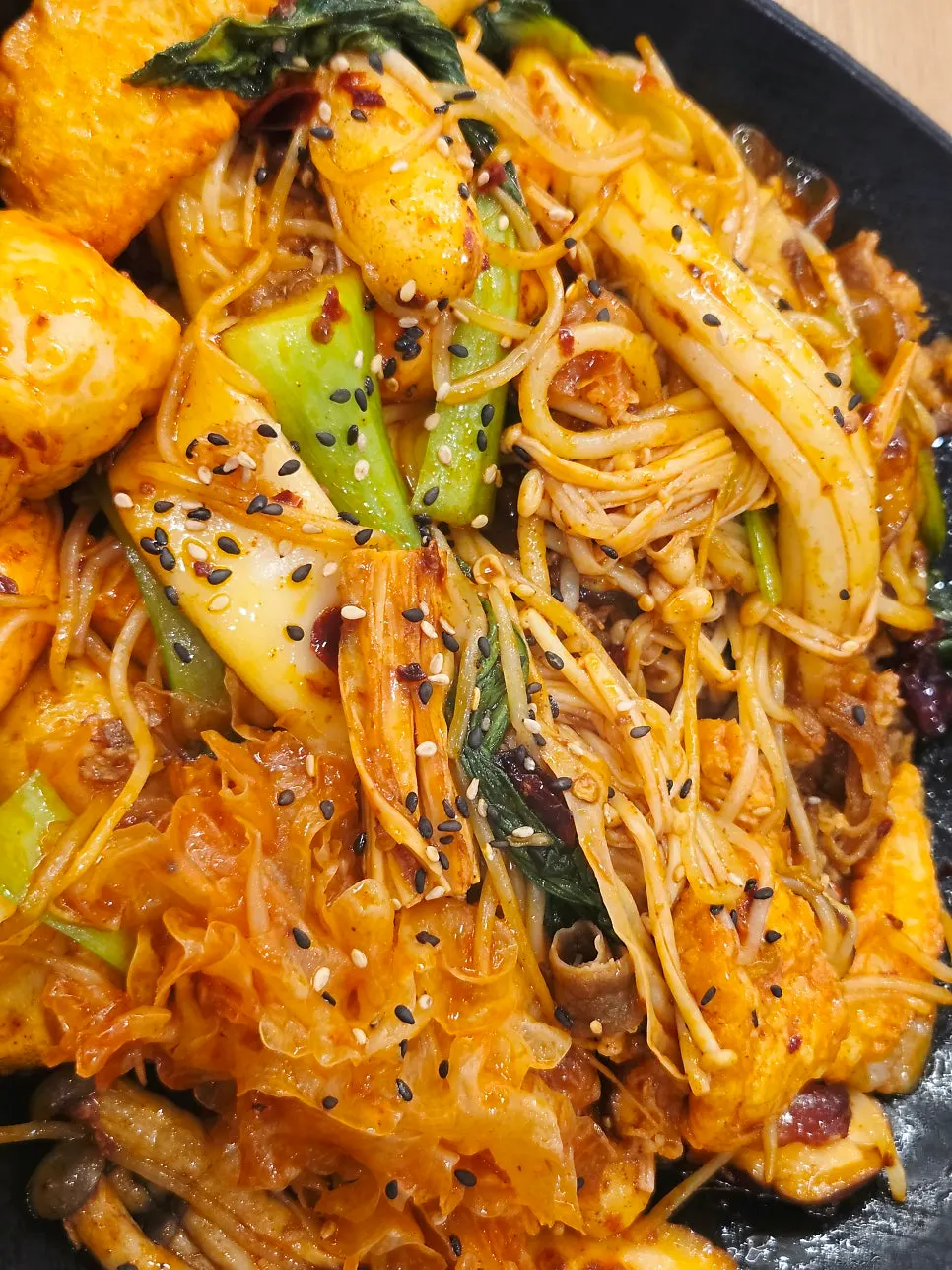 Close-up of level 1 mala xiang guo loaded with ingredients