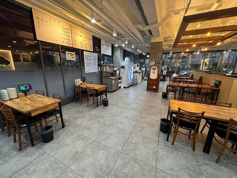 Restaurant interior with generously spaced tables