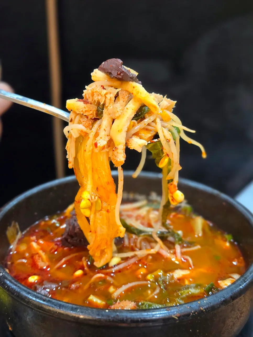 Tripe and intestines inside the soup
