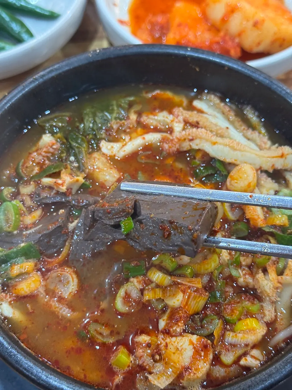 Tripe soup served with a bowl of rice
