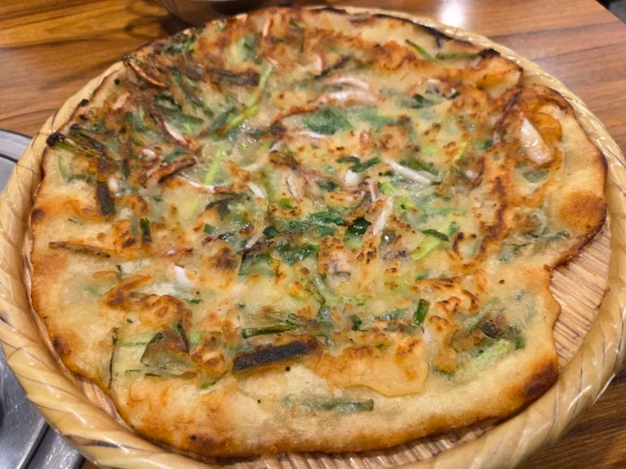 Full spread with kal-nakji, pork, and seafood pancake together