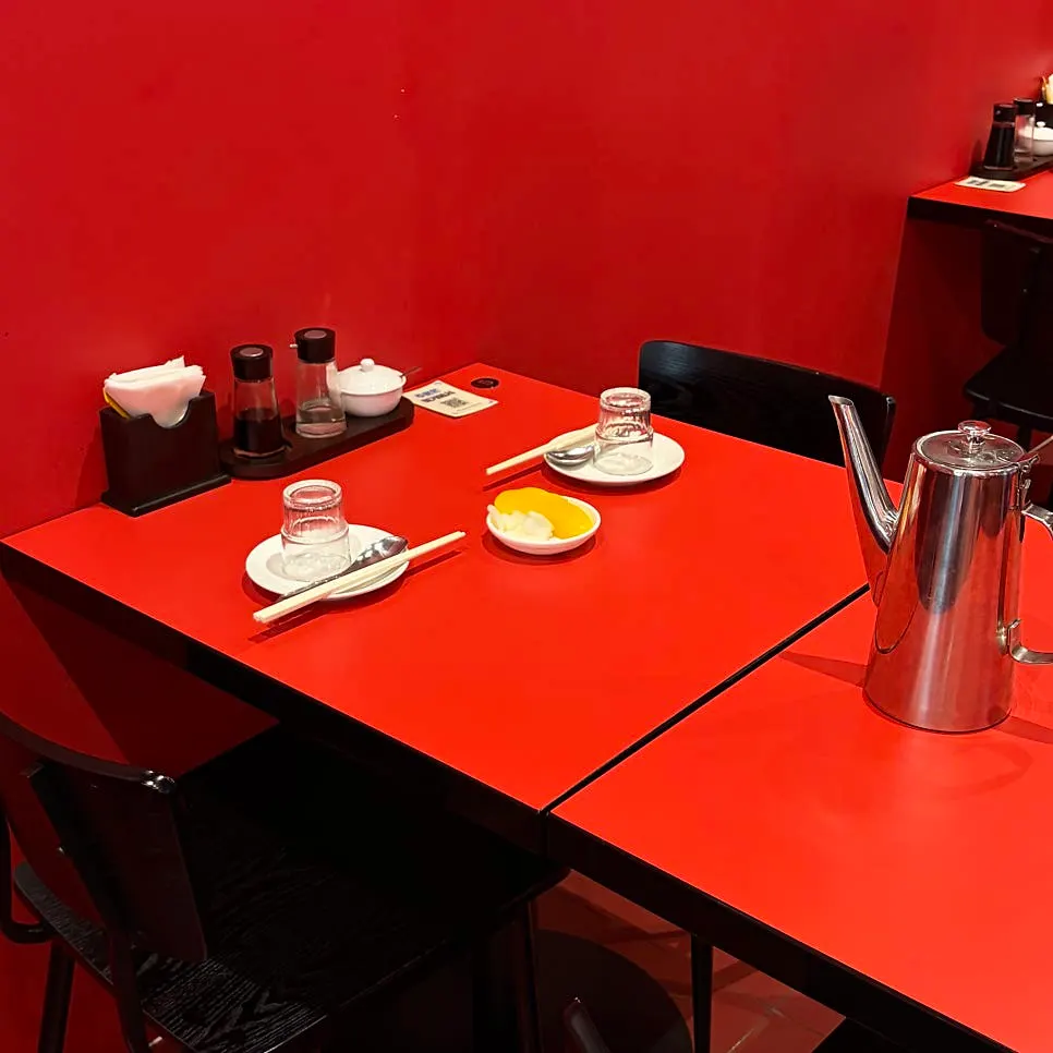 Red-centered dining area at Mirim Yangjang