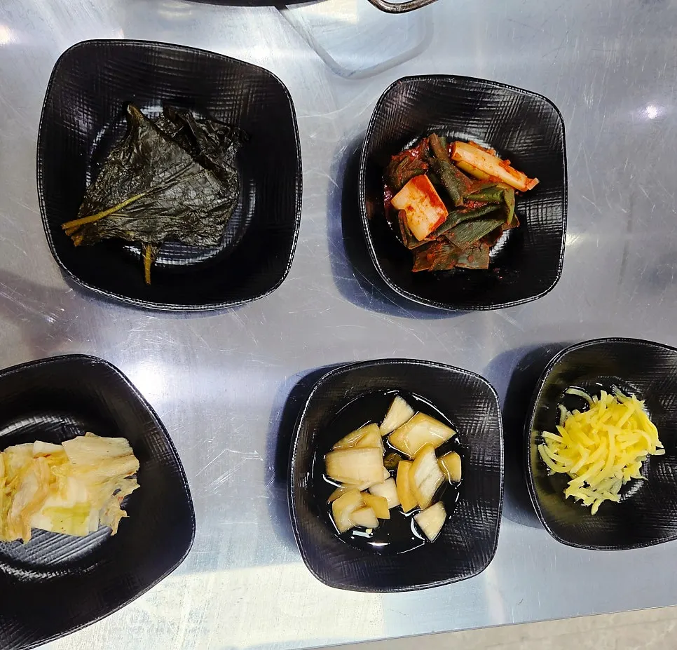 Self-serve bar with kimchi and pickles
