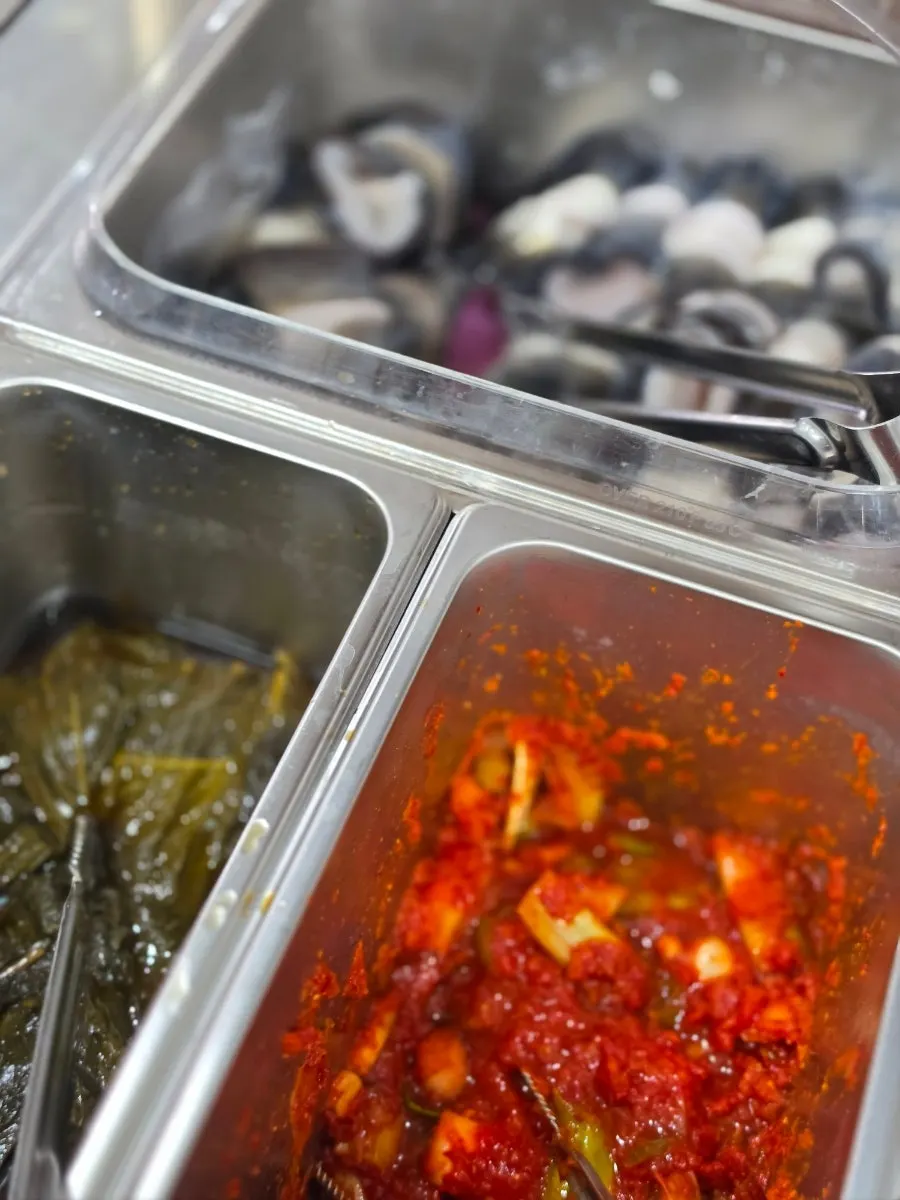Wrap vegetables and kimchi corner at the self-serve bar