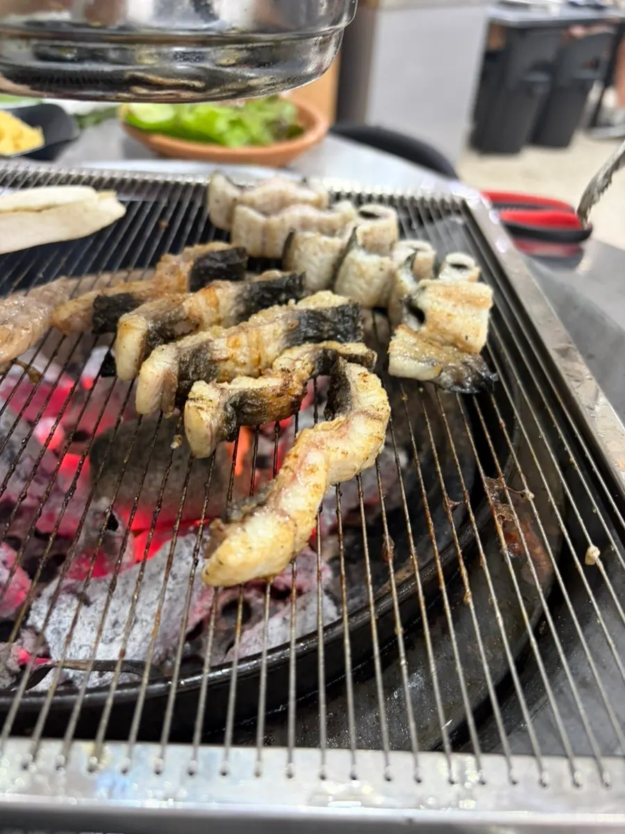 Close-up of firm, plump grilled eel