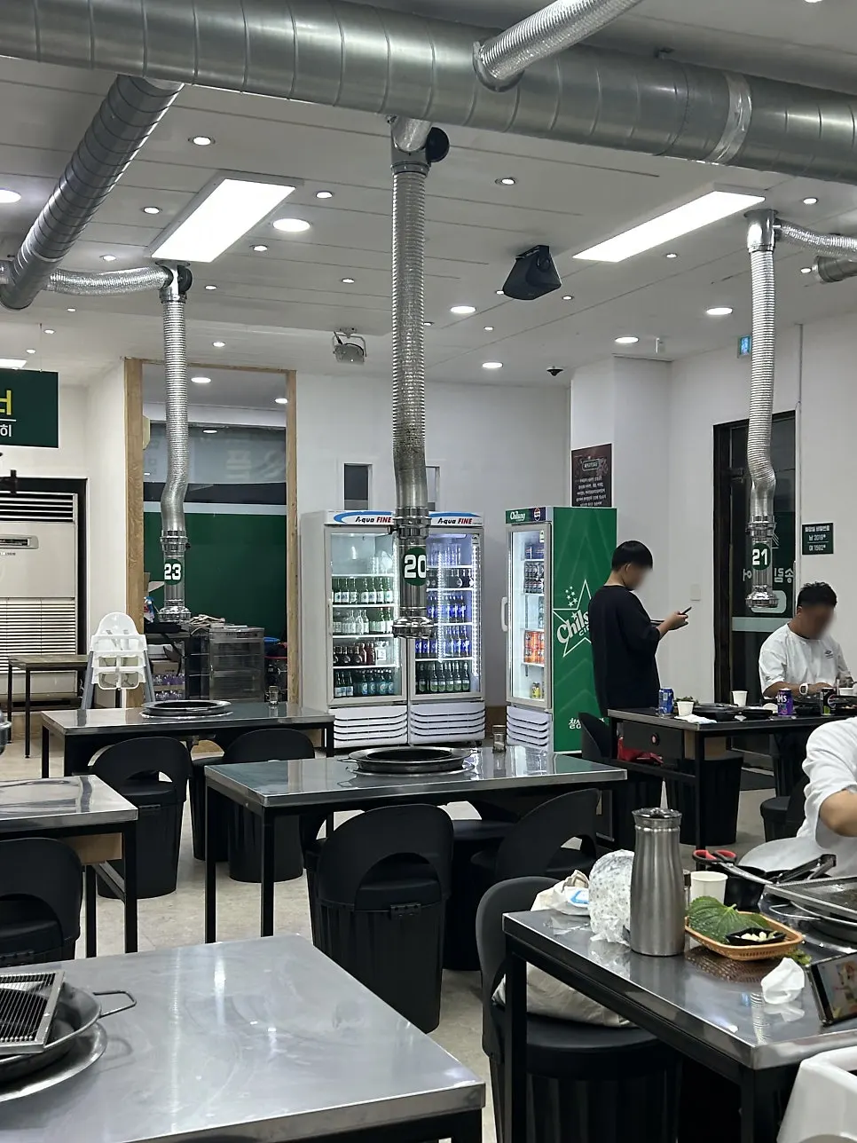 Interior view with grill tables set up