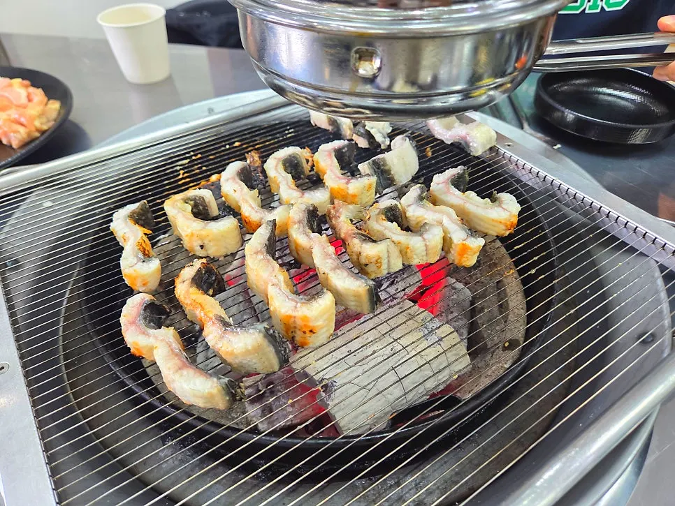 Close-up of golden-brown grilled freshwater eel