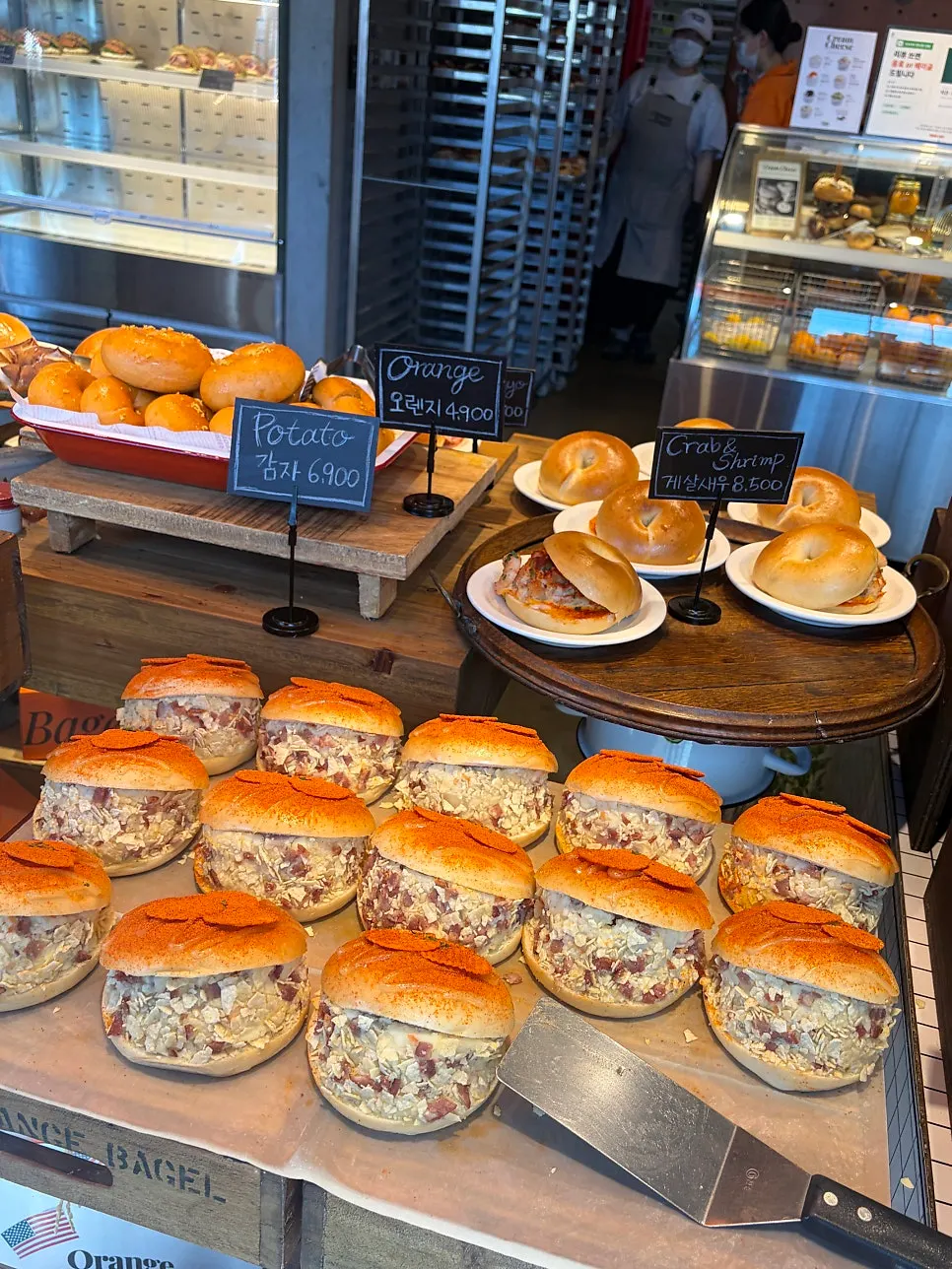 Interior decor details at Orange Bagel