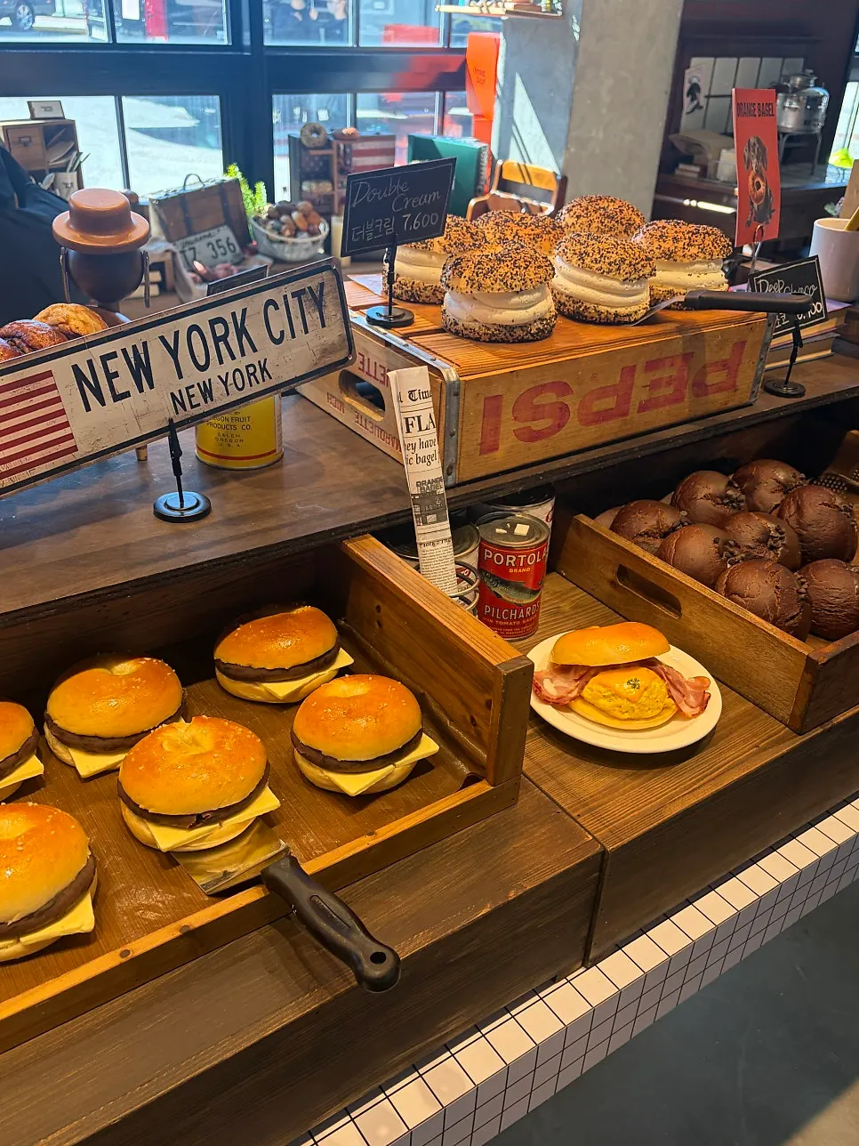 Seating arrangement at Orange Bagel