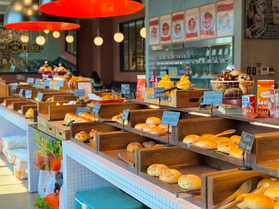 Orange Bagel's bagel display counter