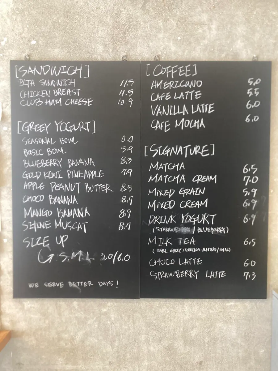Grid in Greek menu information