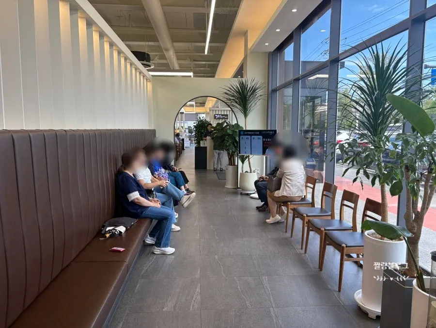 Free coffee and tea set up in the waiting area