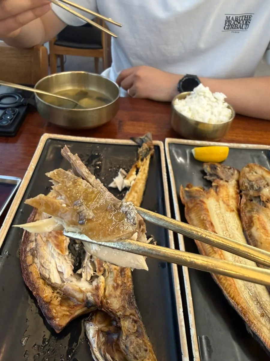 Cross-section of wood-fired grilled fish