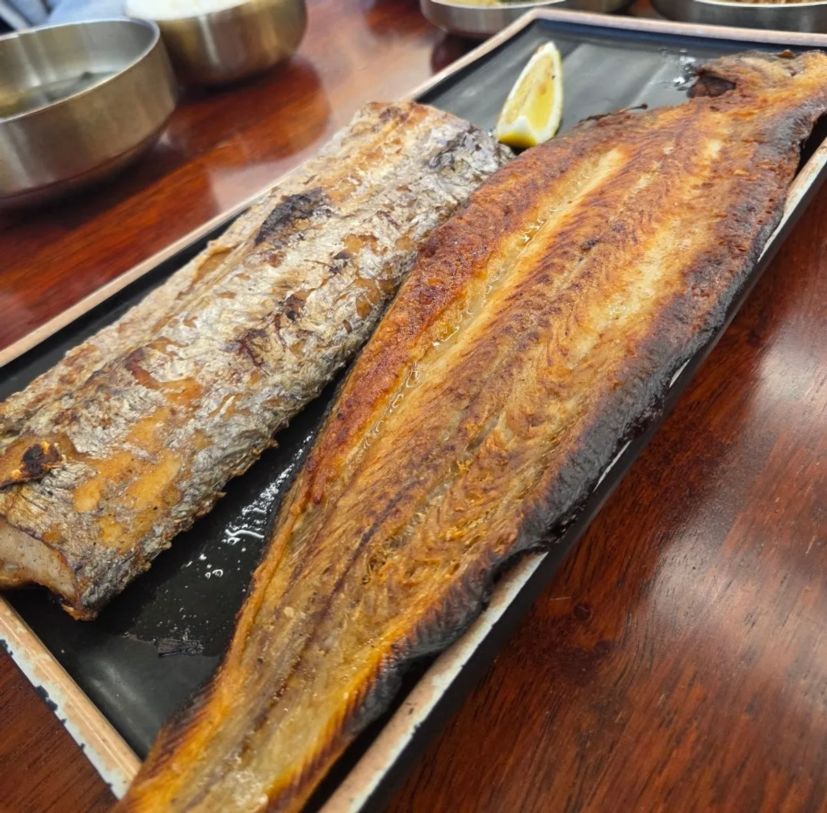 Grilled bakdae fresh from the wood-fired oven