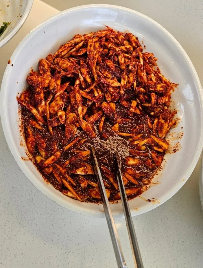 Banchan served from the self-serve bar