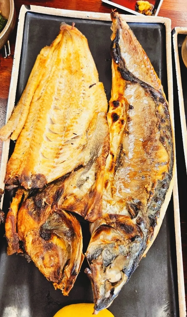 Plate of mackerel sashimi and croaker sashimi