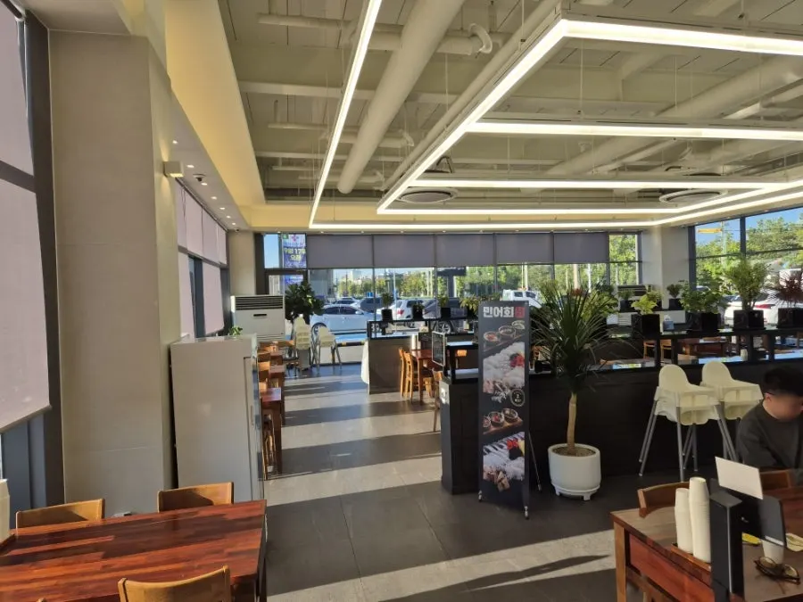 Restaurant interior with generously spaced tables