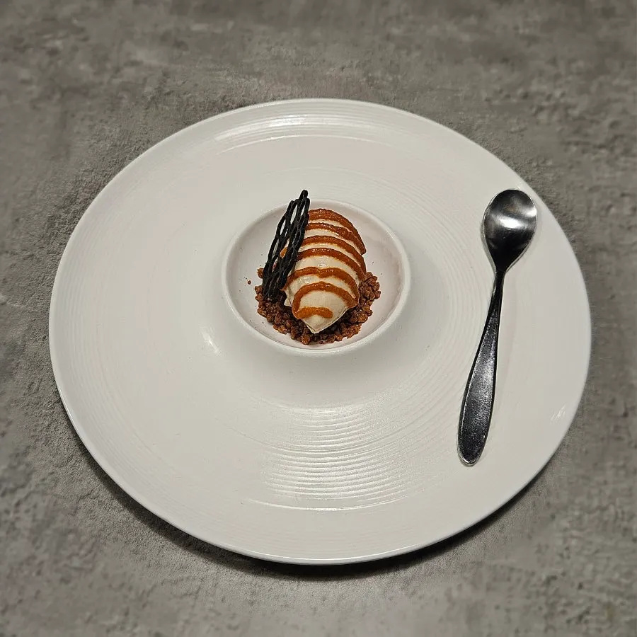 Plated Earl Grey ice cream dessert