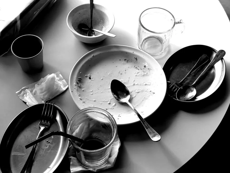 Empty bowls after the meal