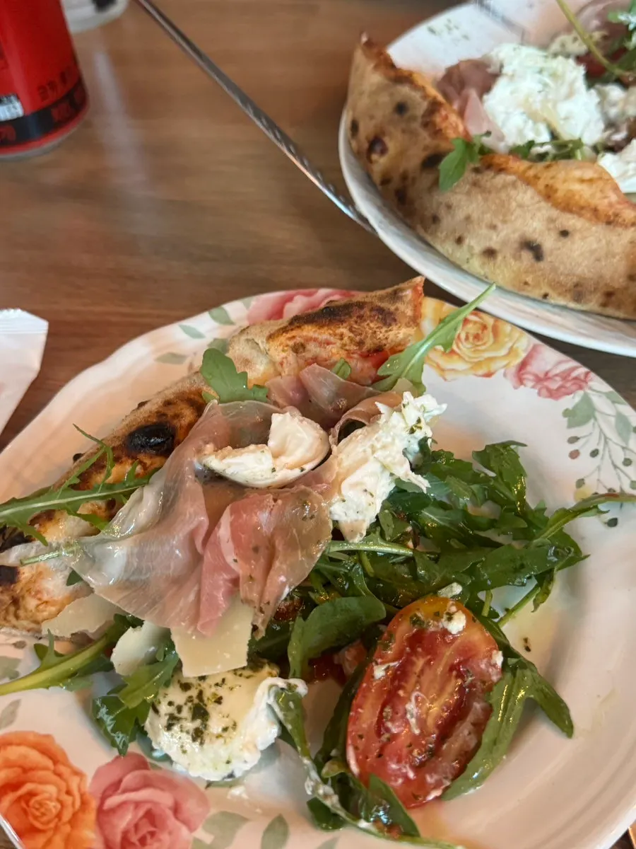 Burrata cheese and wood-fired pizza dough