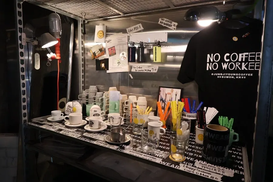Basement corner displaying self-produced props