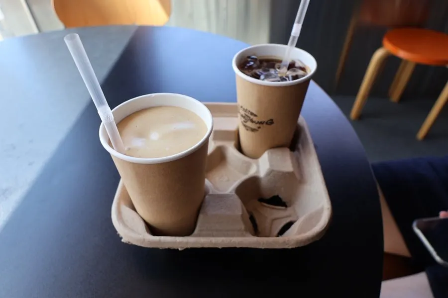 Iced Americano and coconut latte on the table