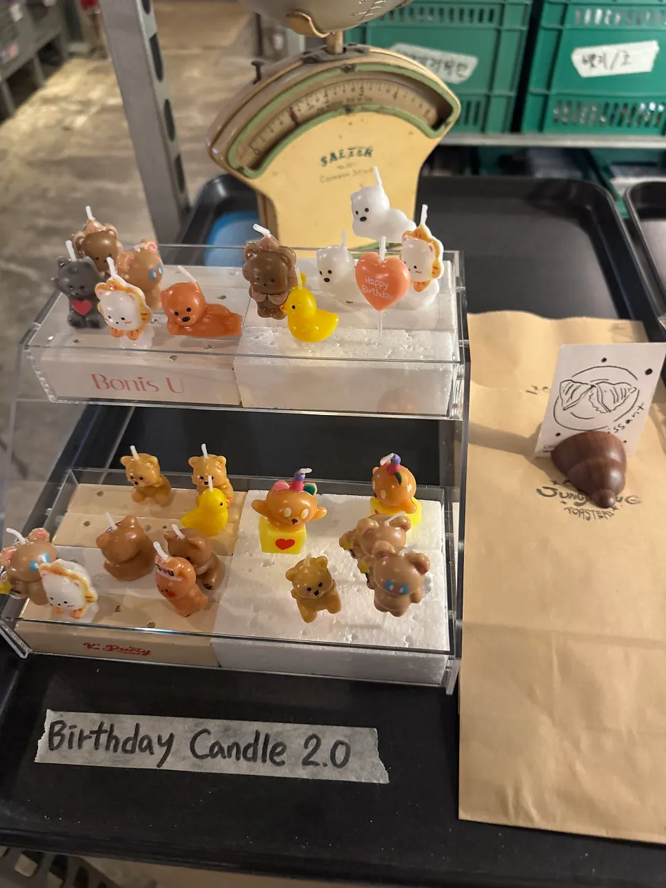 Basement-level dessert and goods display