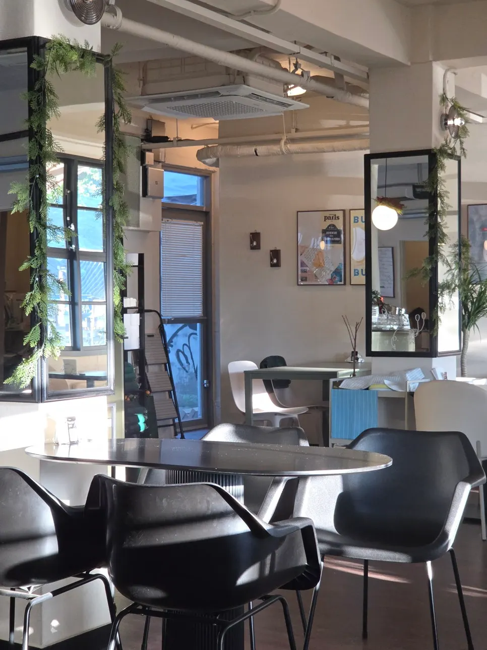 Interior of Nonchalant Lounge with roomy table spacing