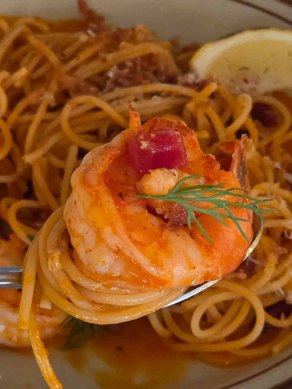 A plate of bisque rosé pasta at Nonchalant Lounge
