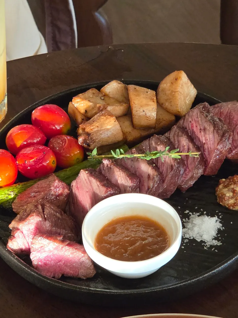 Salchisal steak and garnish at Nonchalant Lounge
