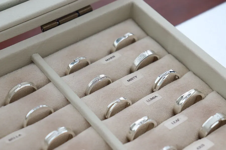 Trying on sample rings