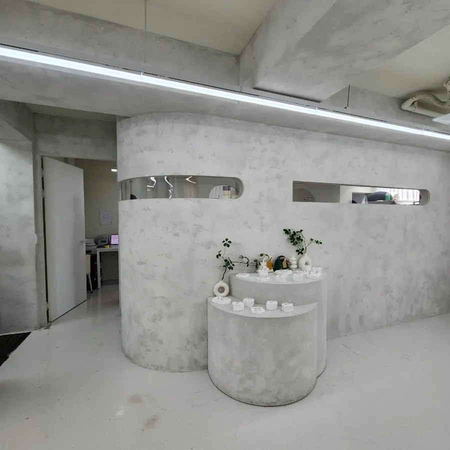 Loventa front desk area with soft lighting