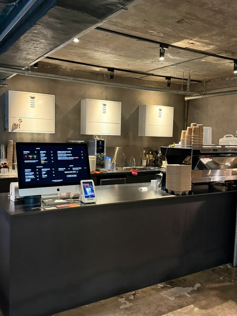 Dimly lit basement order area