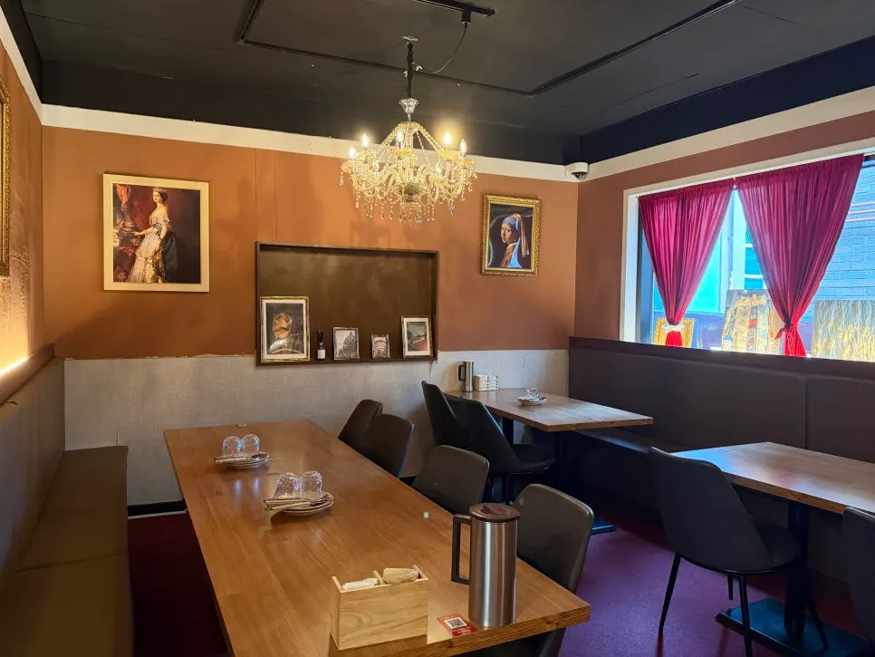 Elegantly decorated table seating at The European
