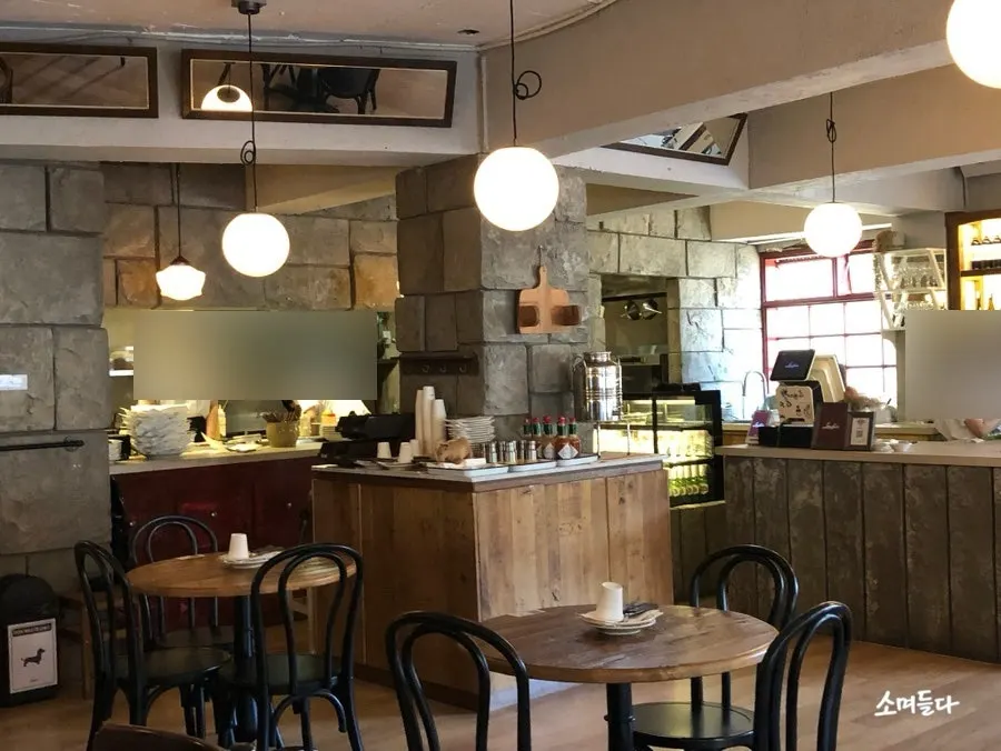 Interior with generously spaced tables