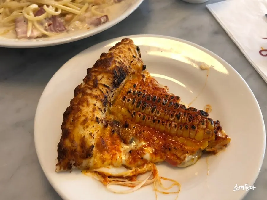 Corn pizza with a truffle aroma