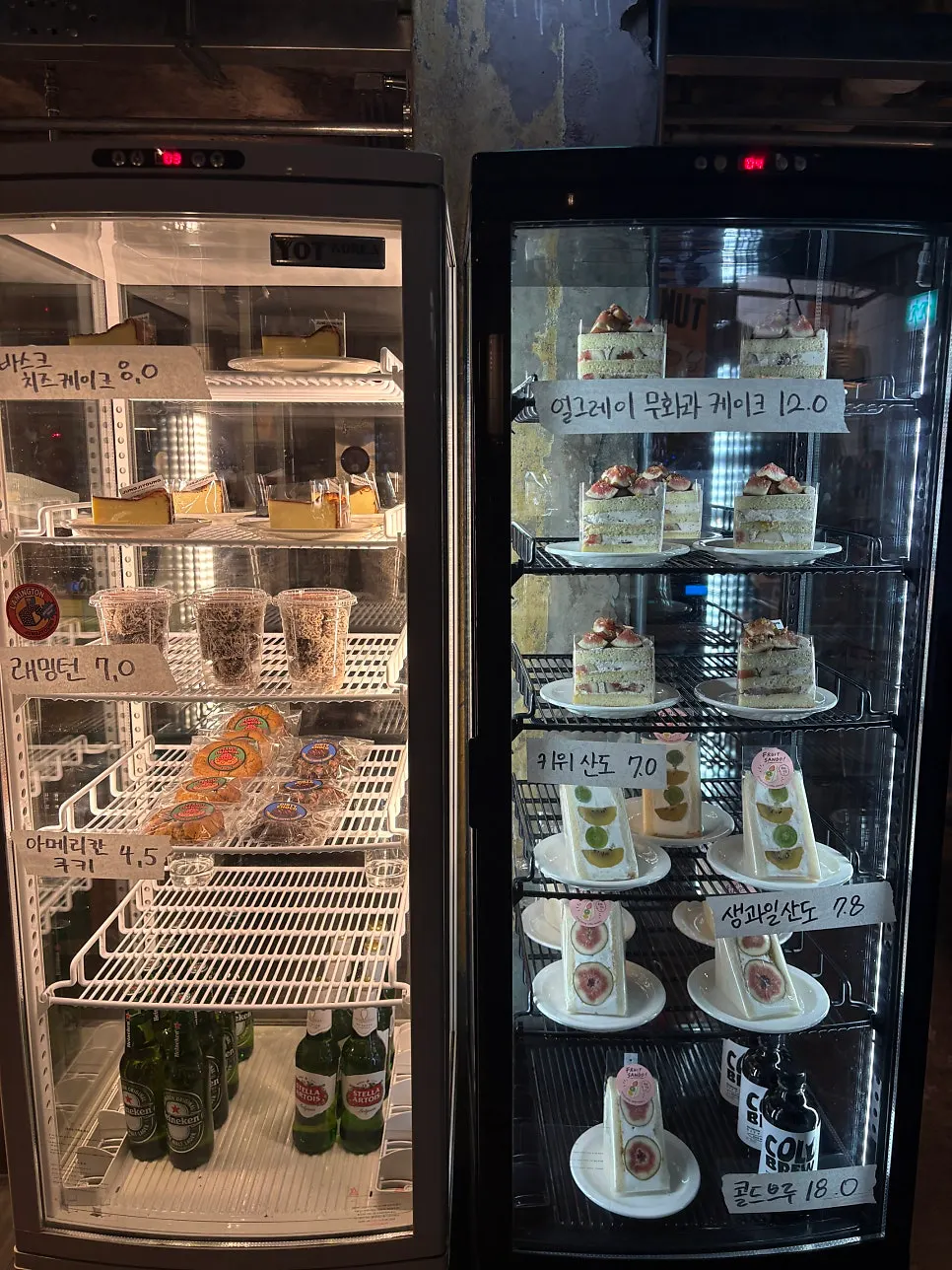 Sando and other desserts in the display case