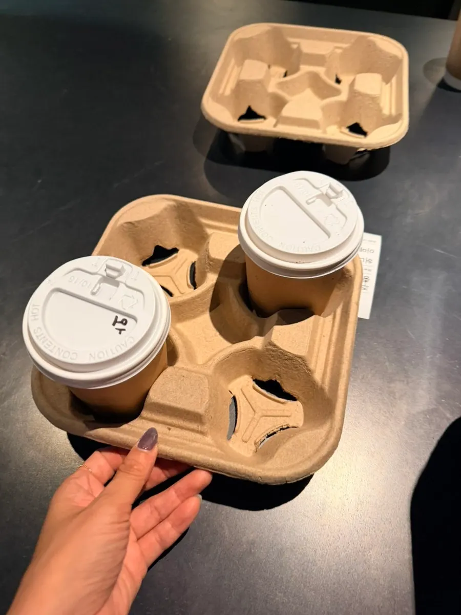 Drinks served on a reusable tray