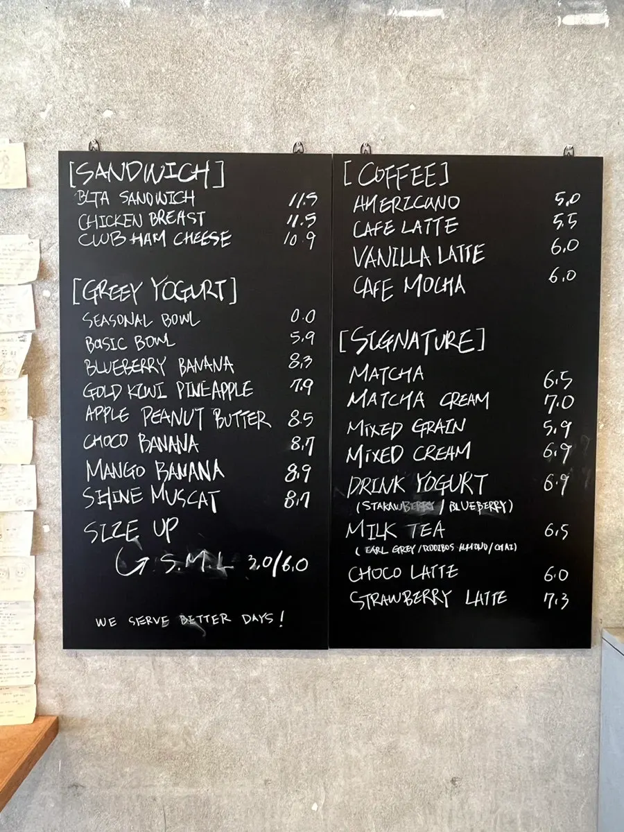 Grid in Greek menu information