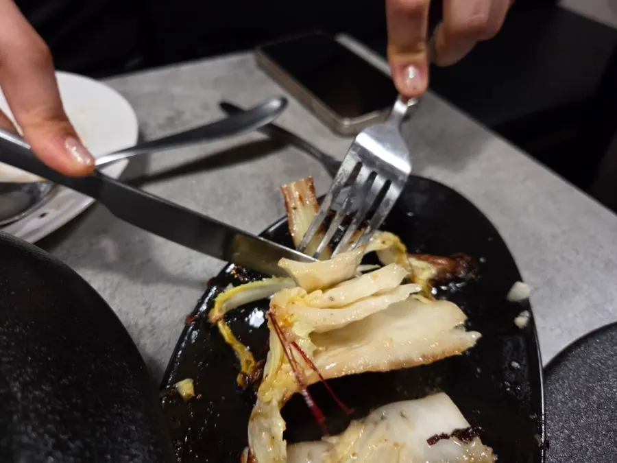 A closer look at the grilled napa cabbage salad