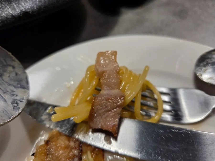 The carbonara pasta plate we shared